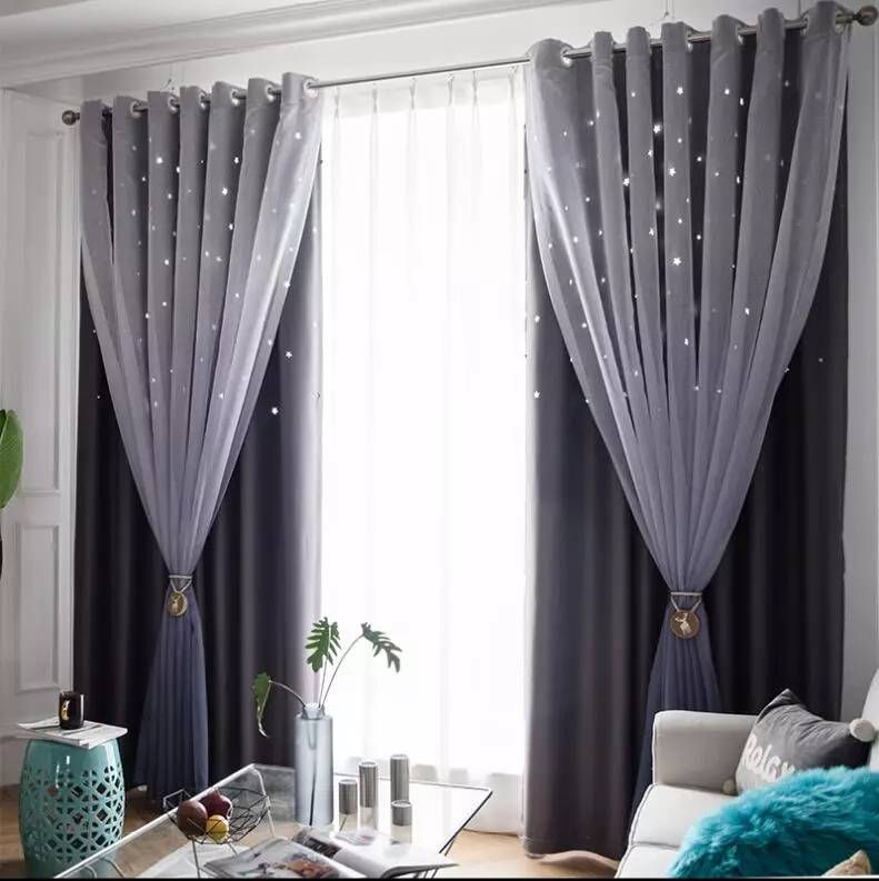 cortines dobles a la sala d'estar (42 imatges): tendències de disseny cortines de l'habitació. moderna de cafè i altres cortines dobles 9777_35