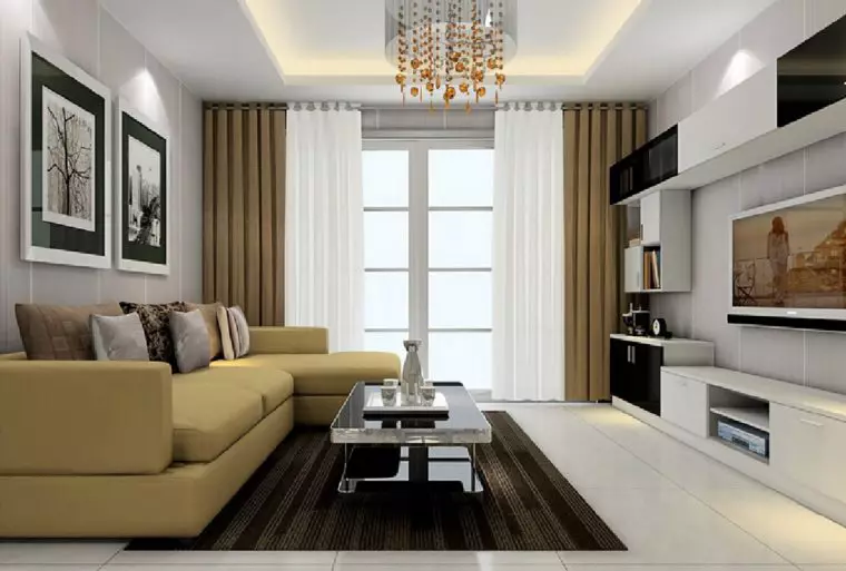 Aizkari dzīvojamā istabā (148 fotogrāfijas): skaisti aizkari parastā dzīvokļa zālē. Kas būtu optimālais aizkaru garums? Labākie stili 2021. Rich un vienkāršie modeļi ciema mājā, ar lambrequins. Kas būtu aizkari stilā Provence var apvienot? 9778_33