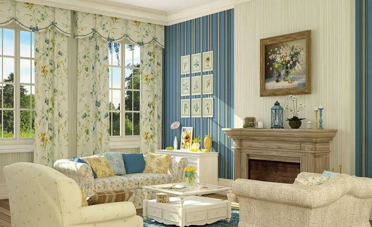 客厅里的窗帘（148张照片）：普通公寓的大厅里美丽的窗帘。什么应该是最佳的窗帘长度？最佳款式2021.村屋的丰富和简单的模型，带Lambrequins。普罗旺斯风格的窗帘应该合并什么？ 9778_97