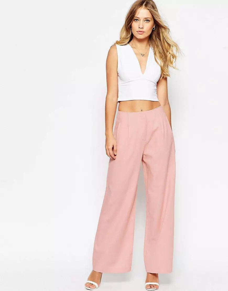 Pantalon rose (58 photos): Que porter, pantalon rose populaire Avon, images pour femmes à la mode 978_11