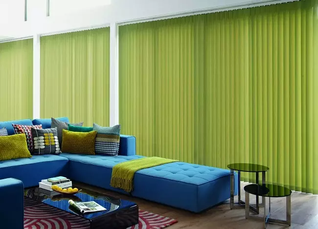 绿色窗帘在客厅内部（51张照片）：绿色窗帘设计在大厅里。内部深绿色和其他色调的窗帘 9790_29