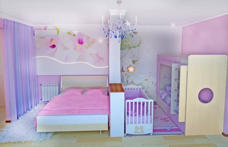 寝室、子供の組み合わせ（57写真）：部屋ゾーニング専門選所、ベッドルーム付きの親の寝室のインテリア 9798_31