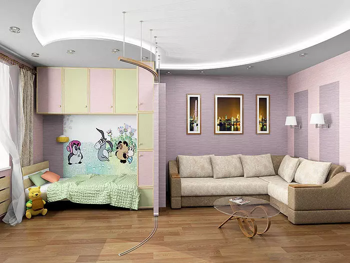 Soveværelse kombineret med børn (57 billeder): værelse zoning subtilies, parental soveværelse interiør med soveværelse 9798_47