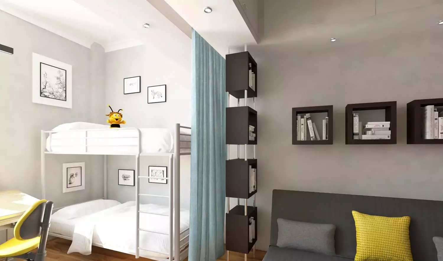 Bedroom, combined with children's (57 photos): Room zoning subtleties, Parental bedroom interior with bedroom 9798_50