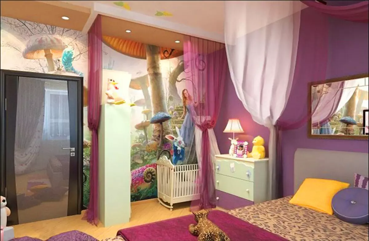 Hálószoba, kombinálva a gyermekekkel (57 fotó): szoba zónás finomság, szülői hálószoba belső hálószobával 9798_6