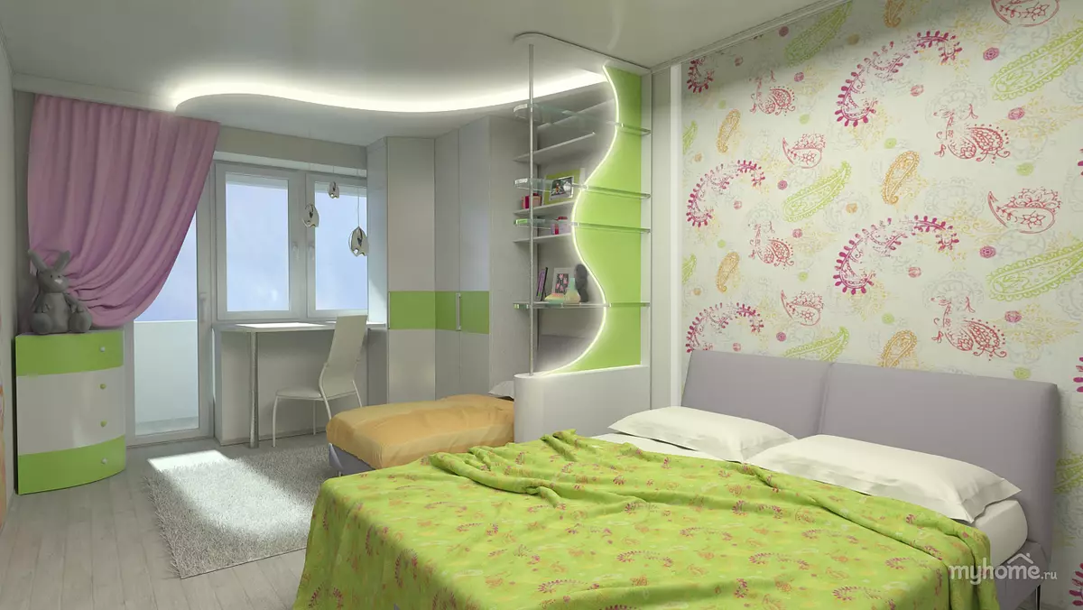 बेडरूम, बच्चों के साथ संयुक्त (57 फोटो): कमरा ज़ोनिंग subtleties, बेडरूम के साथ माता-पिता बेडरूम इंटीरियर 9798_8