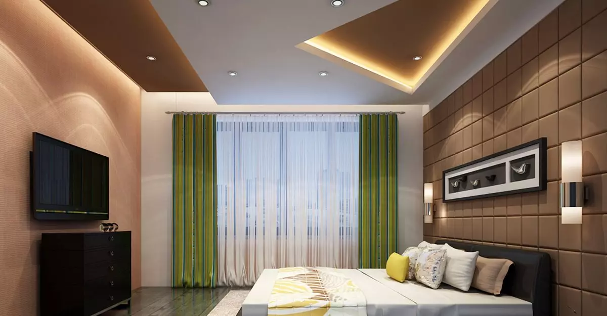 Plafond in de slaapkamer (62 foto's): plafond ontwerp met een patroon. Welke plafond is beter te doen? Mirror duplex en mooie hoge plafonds 9802_13