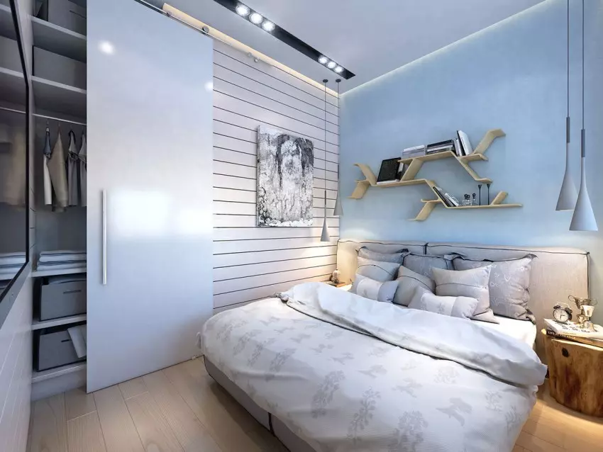Plasterboard ceilings in the bedroom (54 photos): design of mounted two-tier ceilings with backlight, suspended curly beautiful drywall ceilings and other options 9804_21