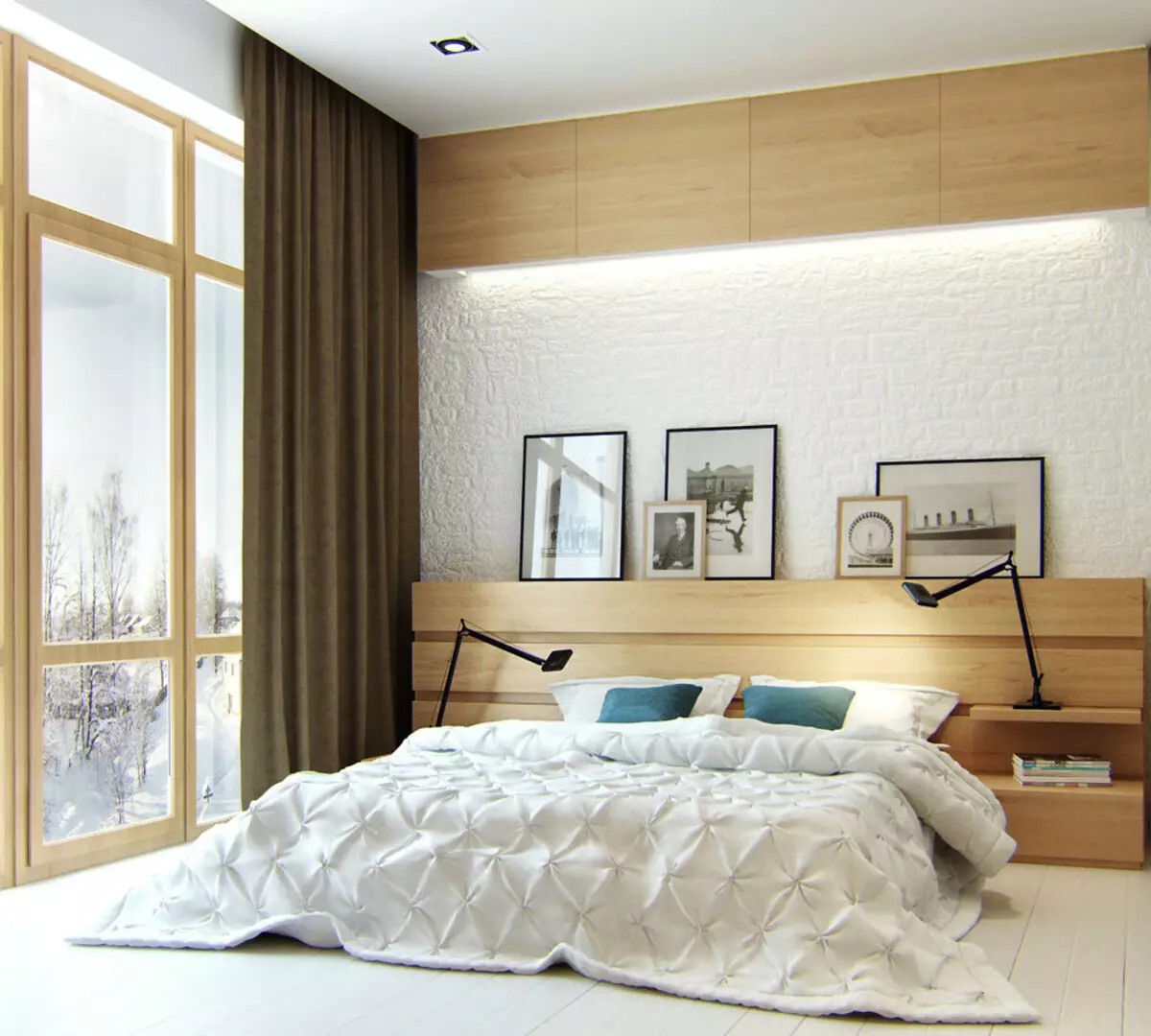 様々なスタイルの寝室（84写真）：シェビーシックと折衷的、地中海、日本のデザイン、東洋のインテリア 9810_35