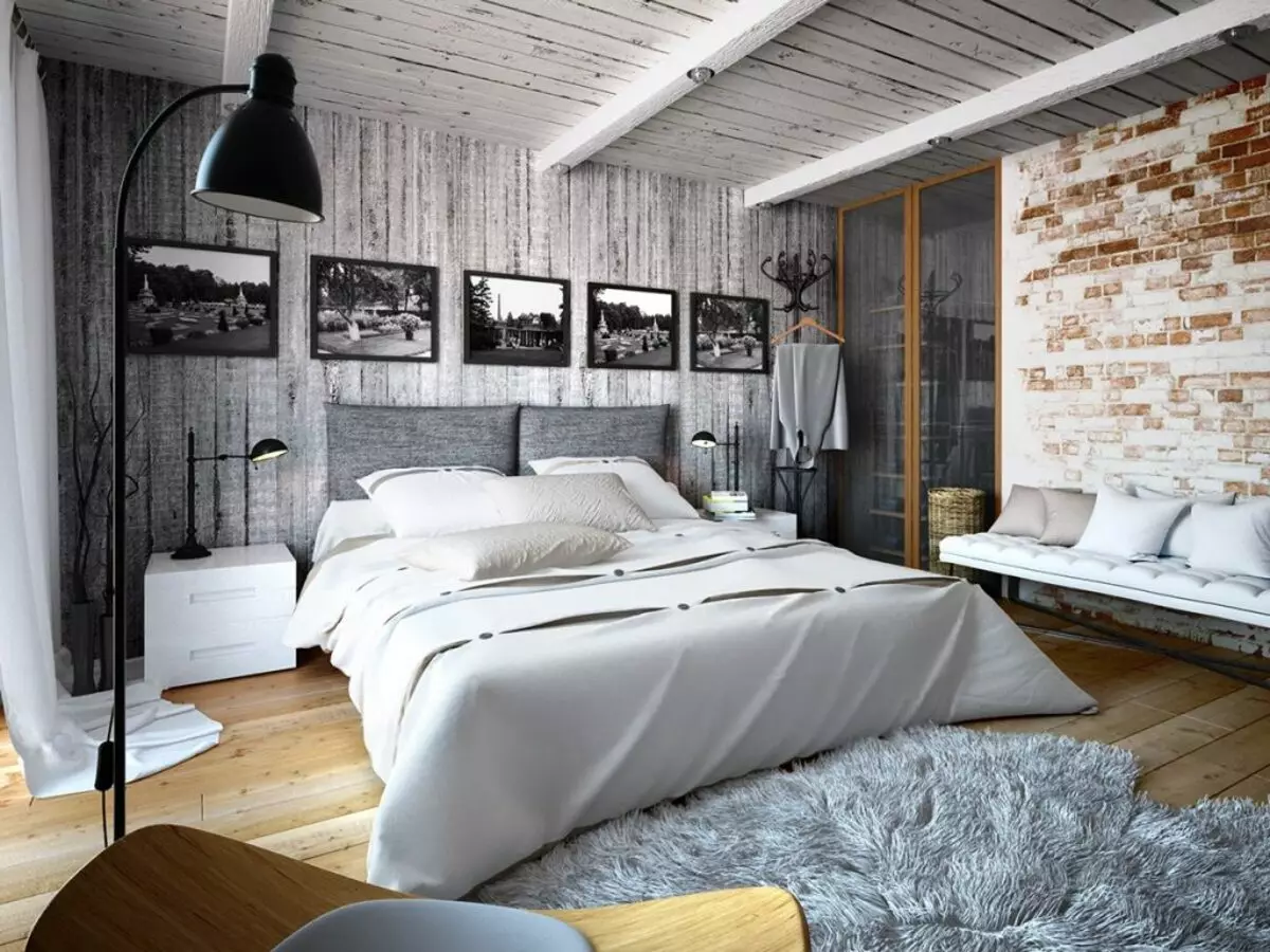 Спаваће собе у различитим стиловима (84 фотографије): Схебби-цхиц и еклектични, медитерански и јапански дизајн, оријентални ентеријер 9810_55