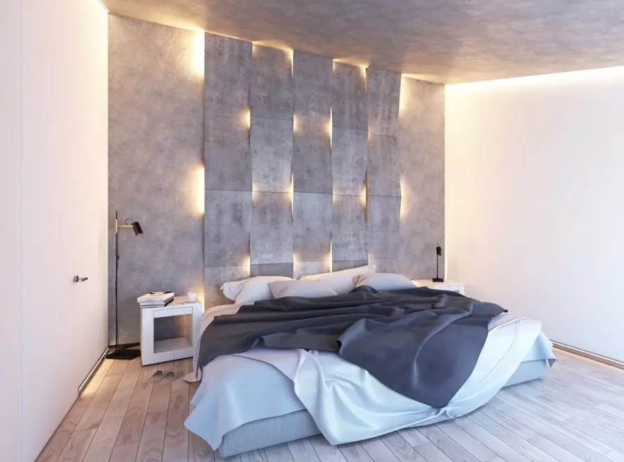 Paneli za spavaće sobe (49 fotografija): Značajke zidova 3D zidova, drvenih i drugih ploča, prekrasnim primjerima dizajna enterijera sa zidnim pločama 9813_37