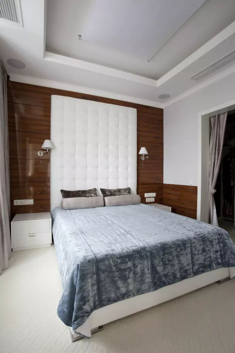 Paneli za spavaće sobe (49 fotografija): Značajke zidova 3D zidova, drvenih i drugih ploča, prekrasnim primjerima dizajna enterijera sa zidnim pločama 9813_46