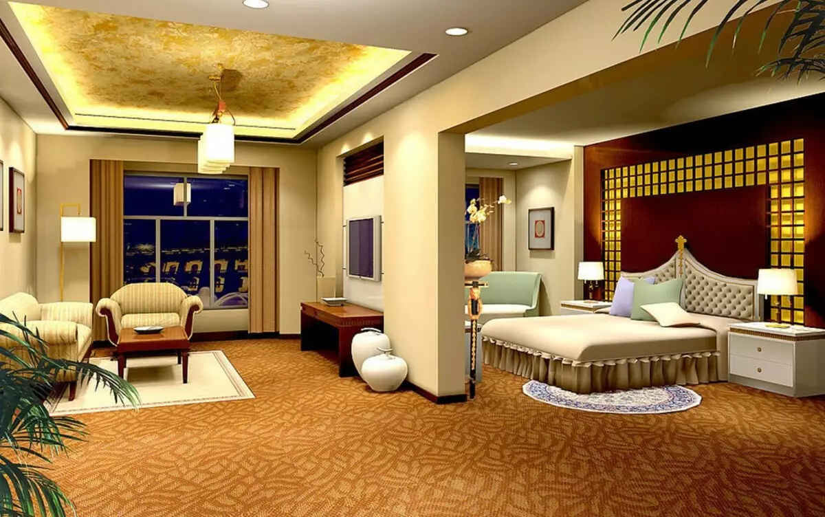 Thiết kế phòng ngủ phòng khách 18 mét vuông. M (79 ảnh): Nội thất và phân vùng của hai phòng trong một, tách phòng kết hợp và phòng ngủ trong căn hộ, bố trí phòng hình chữ nhật 9814_11