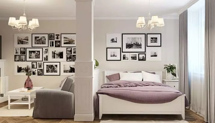 Miegamojo svetainė (112 nuotraukos): Interjero dizaino parinktys tos pačios patalpos interjero. Modulinių baldų ir tapetų, išdėstymo ir projektų pasirinkimas 9818_104