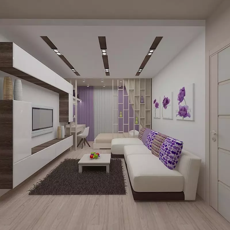 Spálňa Obývacia izba (112 fotiek): Možnosti interiéru pre interiér tej istej izby. Výber modulárneho nábytku a tapety, rozloženia a projektov 9818_24