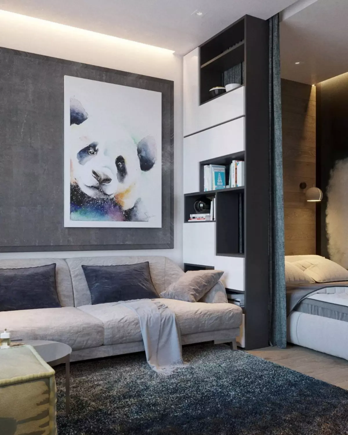 Spálňa Obývacia izba (112 fotiek): Možnosti interiéru pre interiér tej istej izby. Výber modulárneho nábytku a tapety, rozloženia a projektov 9818_31