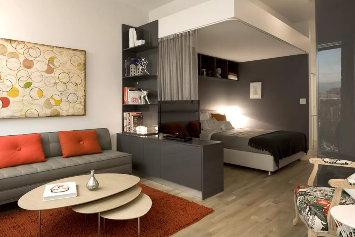 Spálňa Obývacia izba (112 fotiek): Možnosti interiéru pre interiér tej istej izby. Výber modulárneho nábytku a tapety, rozloženia a projektov 9818_38
