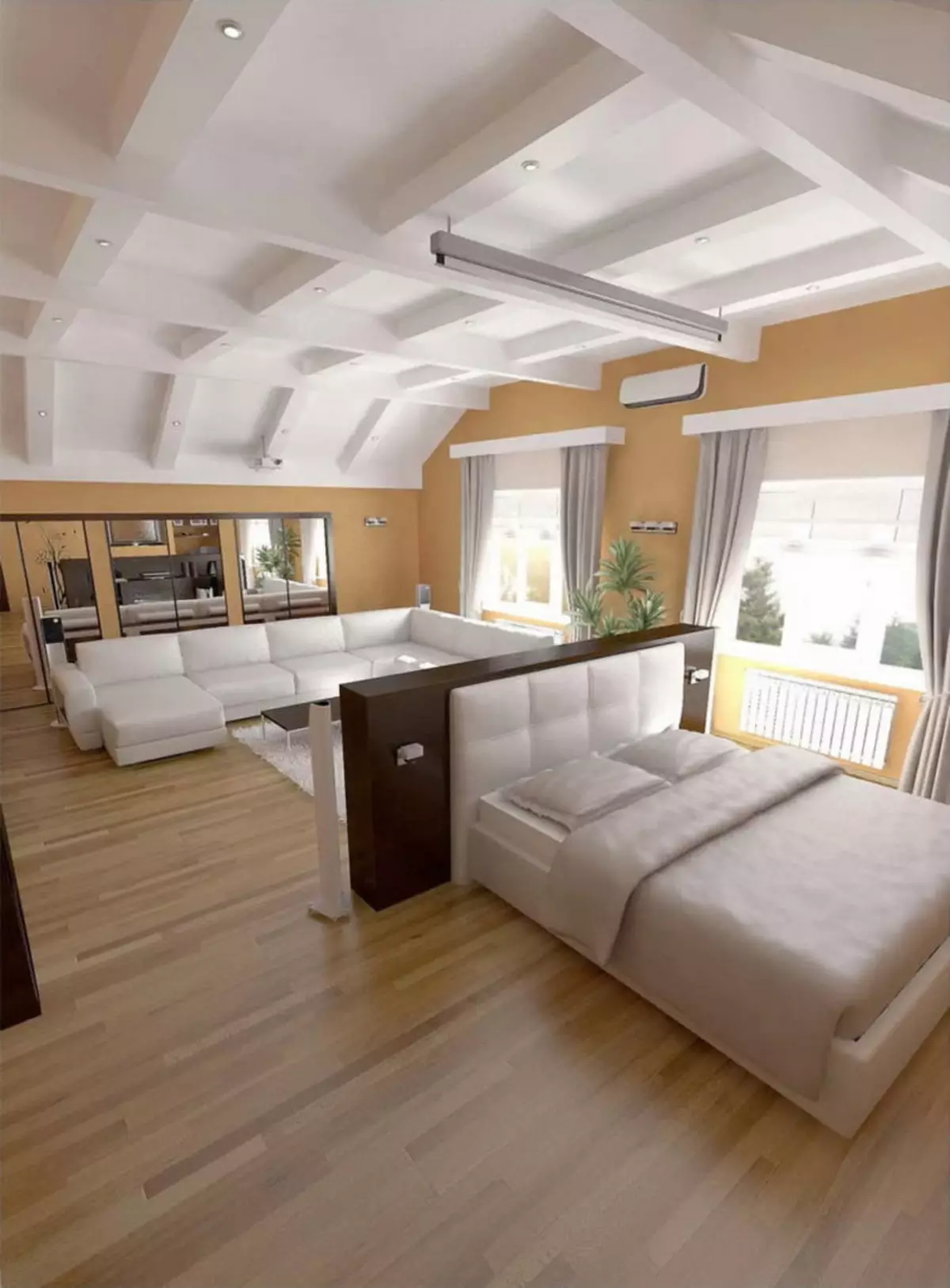 Spálňa Obývacia izba (112 fotiek): Možnosti interiéru pre interiér tej istej izby. Výber modulárneho nábytku a tapety, rozloženia a projektov 9818_4