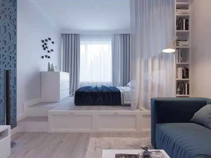 Miegamojo svetainė (112 nuotraukos): Interjero dizaino parinktys tos pačios patalpos interjero. Modulinių baldų ir tapetų, išdėstymo ir projektų pasirinkimas 9818_60