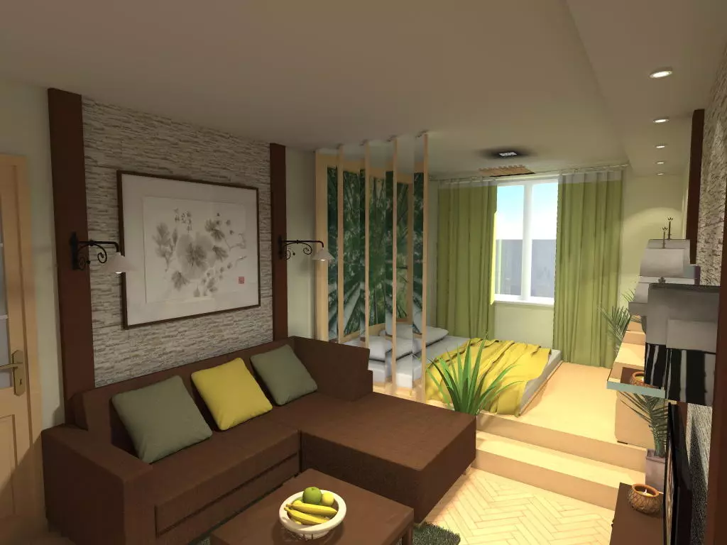 Spálňa Obývacia izba (112 fotiek): Možnosti interiéru pre interiér tej istej izby. Výber modulárneho nábytku a tapety, rozloženia a projektov 9818_73