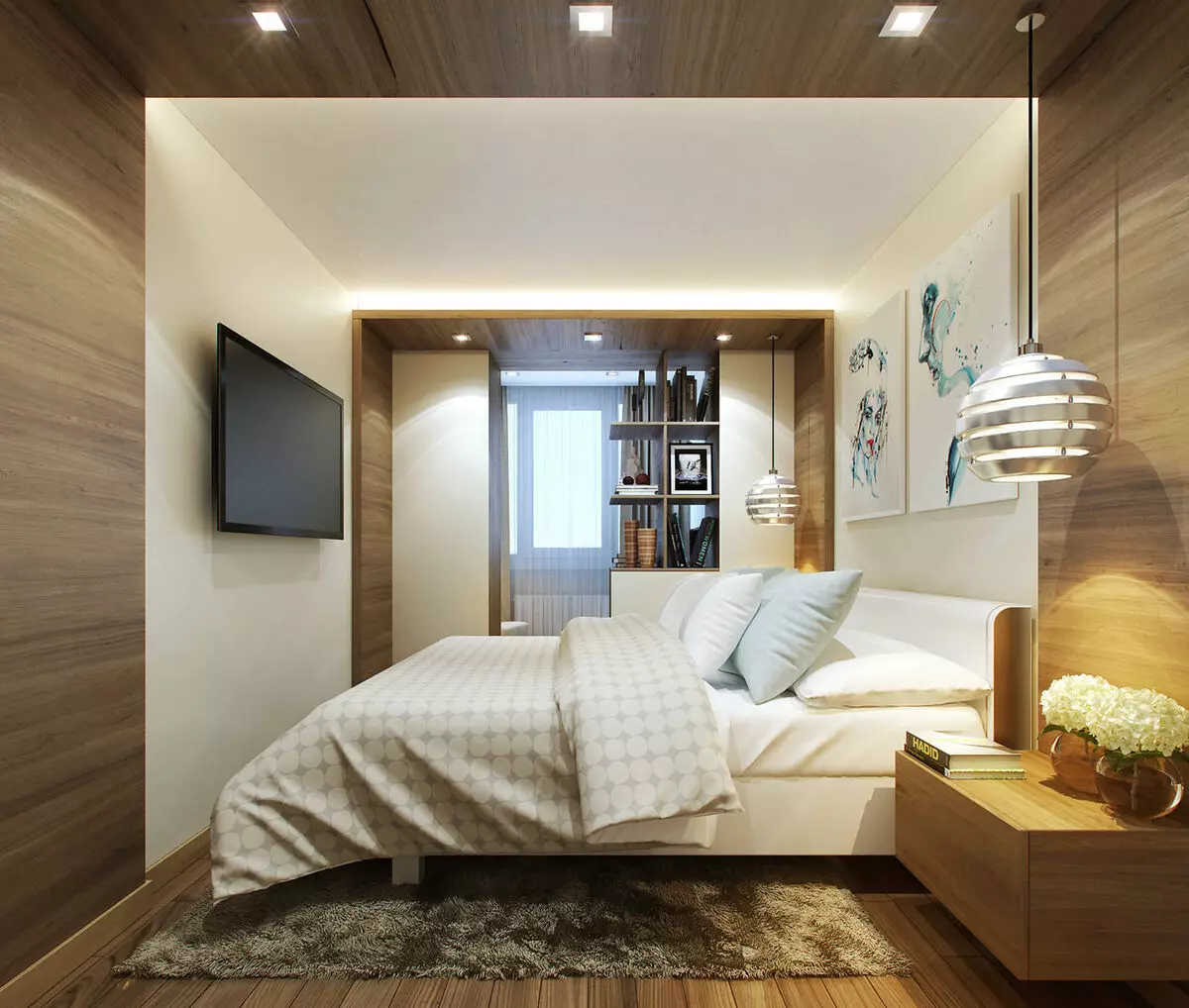 Miegamojo svetainė (112 nuotraukos): Interjero dizaino parinktys tos pačios patalpos interjero. Modulinių baldų ir tapetų, išdėstymo ir projektų pasirinkimas 9818_90