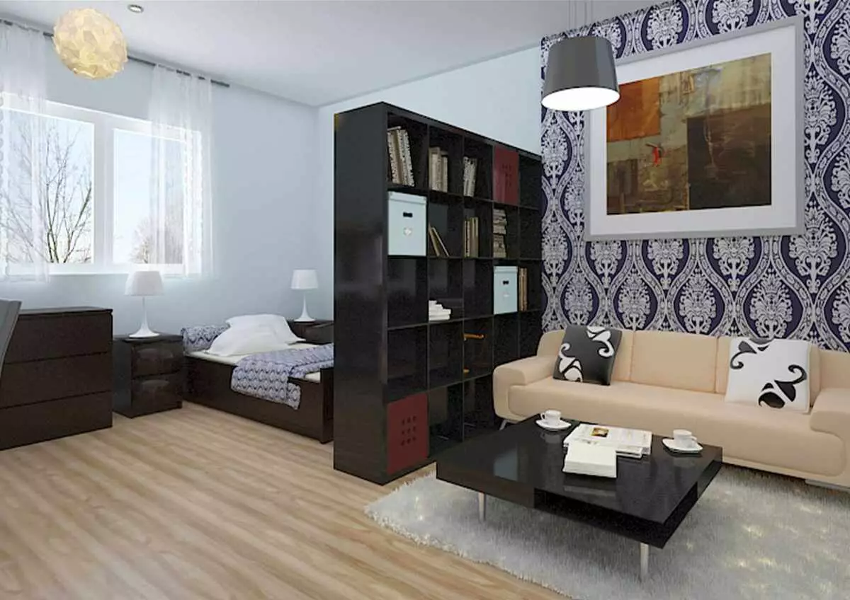 Spálňa Obývacia izba (112 fotiek): Možnosti interiéru pre interiér tej istej izby. Výber modulárneho nábytku a tapety, rozloženia a projektov 9818_92