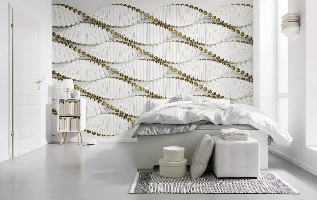 Зидна мурал у спаваћој соби (95 фотографија): Зидни дизајн преко кревета са фотографијама са цвјетом сакура, шумом или пеониес. Шта одабрати за беле и друге спаваће собе у боји? 9820_46