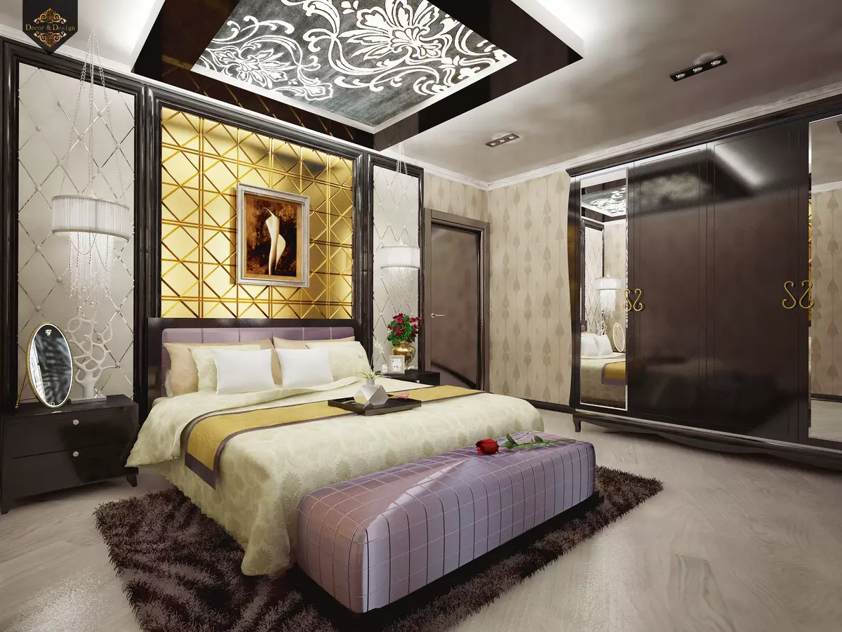 Camera da letto Art Deco (92 foto): opzioni di interior design, petto e altri mobili 9822_29