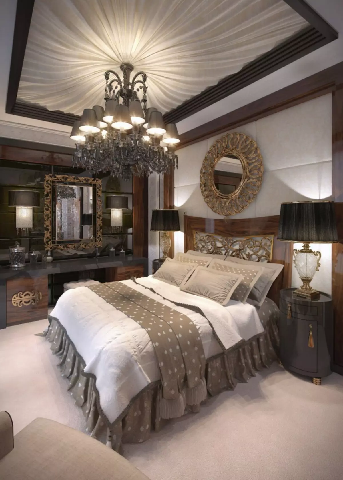 Phòng ngủ Art Deco (92 Ảnh): Tùy chọn thiết kế nội thất, rương và đồ nội thất khác 9822_5