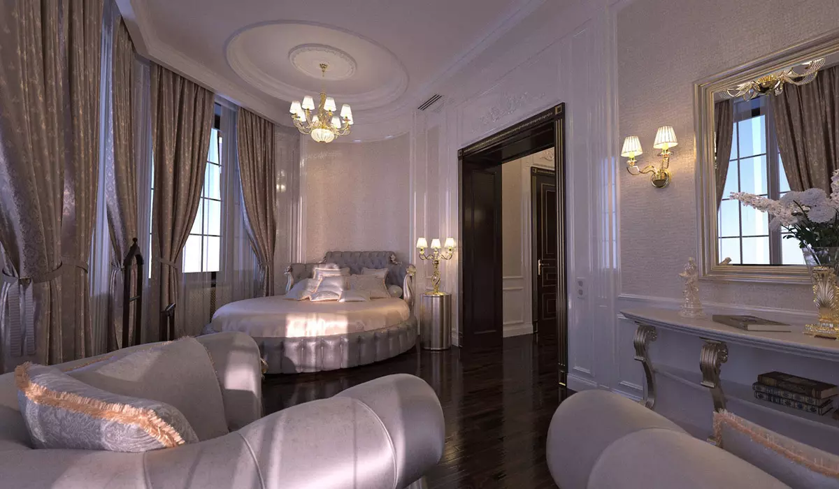 Art Deco dhoma gjumi (92 foto): Opsionet e dizajnit të brendshëm, gjoks dhe mobilje të tjera 9822_8