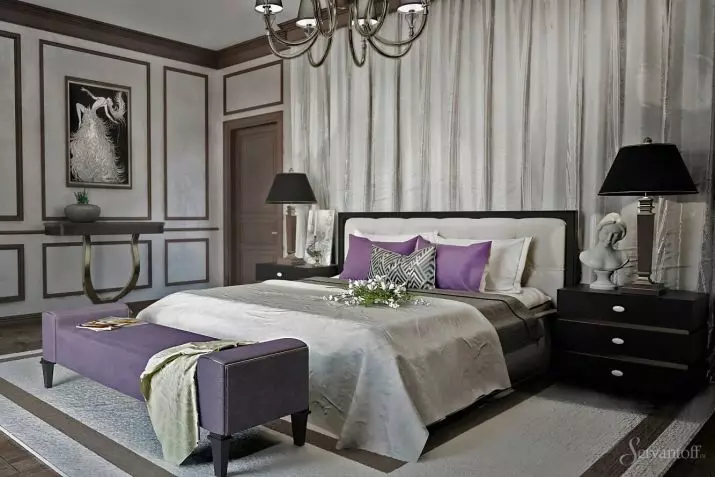 Art Deco Bedroom (92 Photos): Interior design options, chest at iba pang mga kasangkapan 9822_83