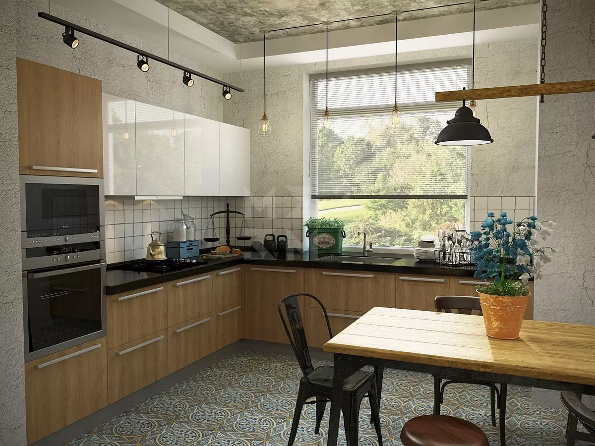 Bucătărie cu fereastră în zona de lucru (44 de fotografii): Opțiuni de proiectare și crearea unui design interior de bucătărie cu o fereastră deasupra suprafeței de lucru. Cum să utilizați fereastra în camera de zi cu bucătărie? Exemple frumoase 9838_28