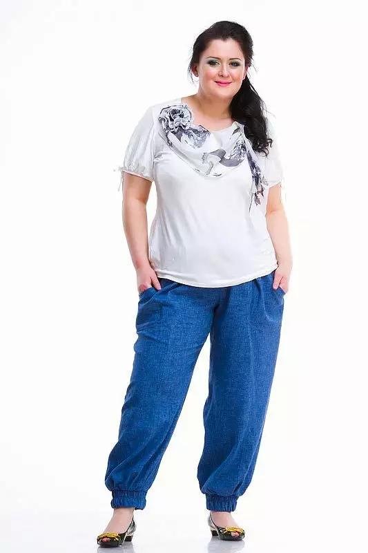 Панталони панталони Sharovari (48 снимки): Какво да се носят и как да изберете правилните панталони жените 983_25