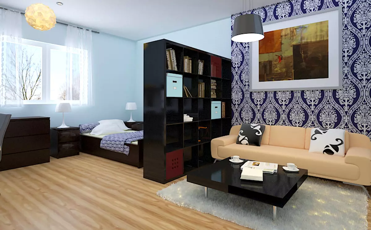 Kleine slaapkamers (166 foto's): Interieurontwerpideeën van een kleine kamer. Hoe kleine slaapkamers in te richten en uit te rusten? Interessante ideeën 9841_125