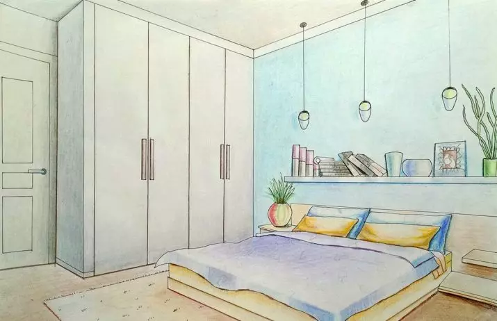 スモールベッドルーム（166写真）：小部屋のインテリアデザインのアイデア。小さな寝室を備えて装備する方法は？面白いアイデア 9841_19