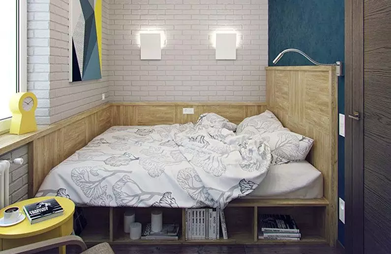 Phòng ngủ nhỏ (166 ảnh): Ý tưởng thiết kế nội thất của một căn phòng nhỏ. Làm thế nào để cung cấp và trang bị phòng ngủ nhỏ? Ý tưởng thú vị 9841_73