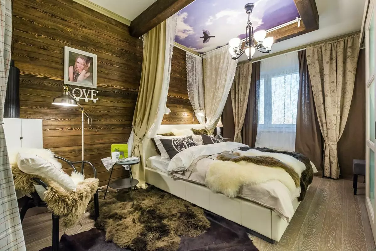 小木屋臥室（35張照片）：室內設計規則，選擇窗簾和其他一間小臥室的裝飾元素 9843_13