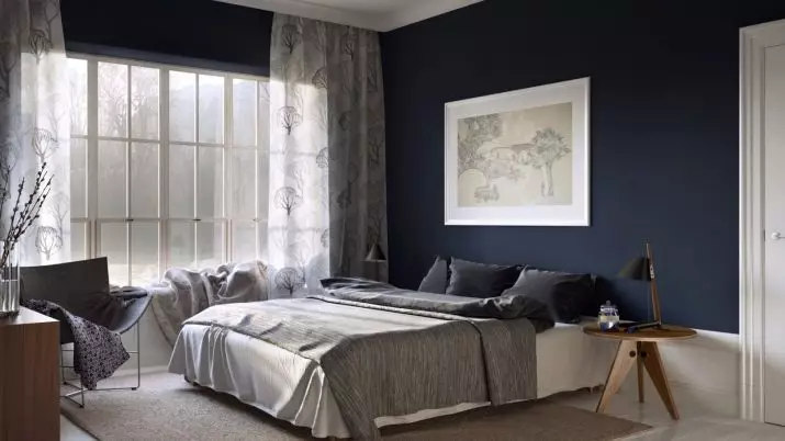 Sypialnia w ciemnych kolorach (88 zdjęć): tapety i zasłony w projekcie wnętrz, podłodze i ścianach kolorów wenge, łóżko i inne meble dla małego pokoju 9849_13