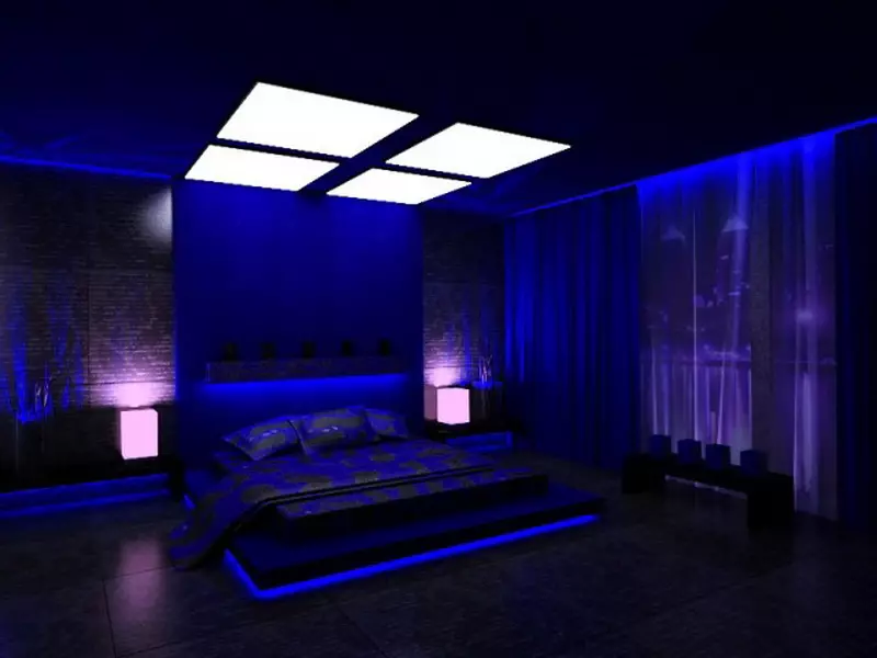 अंधेरे रंगों में बेडरूम (88 फोटो): एक छोटे से कमरे के लिए इंटीरियर डिजाइन, फर्श और दीवारों की दीवारों की दीवार, बिस्तर और अन्य फर्नीचर में वॉलपेपर और पर्दे 9849_70