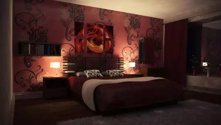 Dormitori en colors foscos (88 fotos): fons de pantalla i cortines en disseny d'interiors, terres i parets de color wenge, llit i altres mobles per a una habitació petita 9849_84