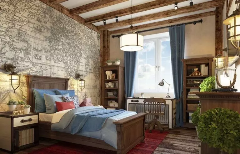 Sypialnia w stylu wiejskim (70 zdjęć): wybór zasłon i mebli do wnętrza, tapet i wystroju, projektowanie małych i dużych sypialni 9852_32