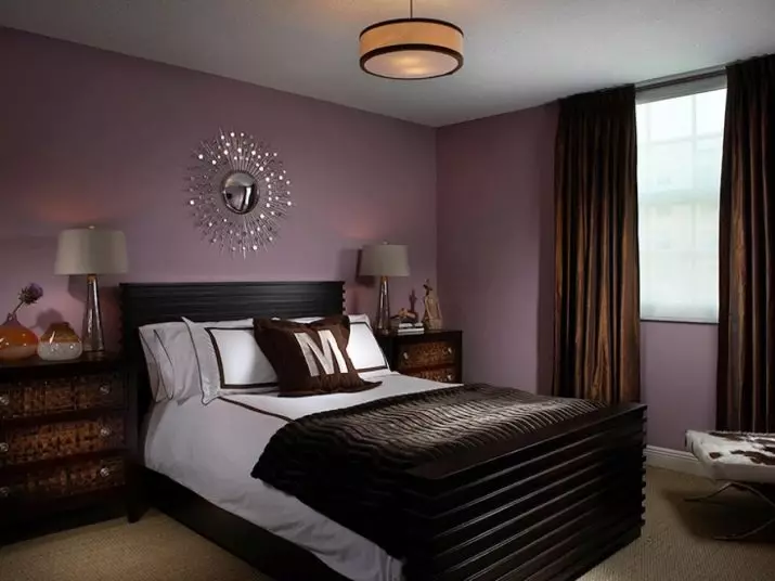 보라색 침실 (93 사진) : 인테리어 디자인, 회색 바이올렛 및 라일락의 방, 보라색 흰색 및 어두운 보라색 톤의 바탕 화면. 어떤 다른 색깔이 자주색입니까? 9854_27