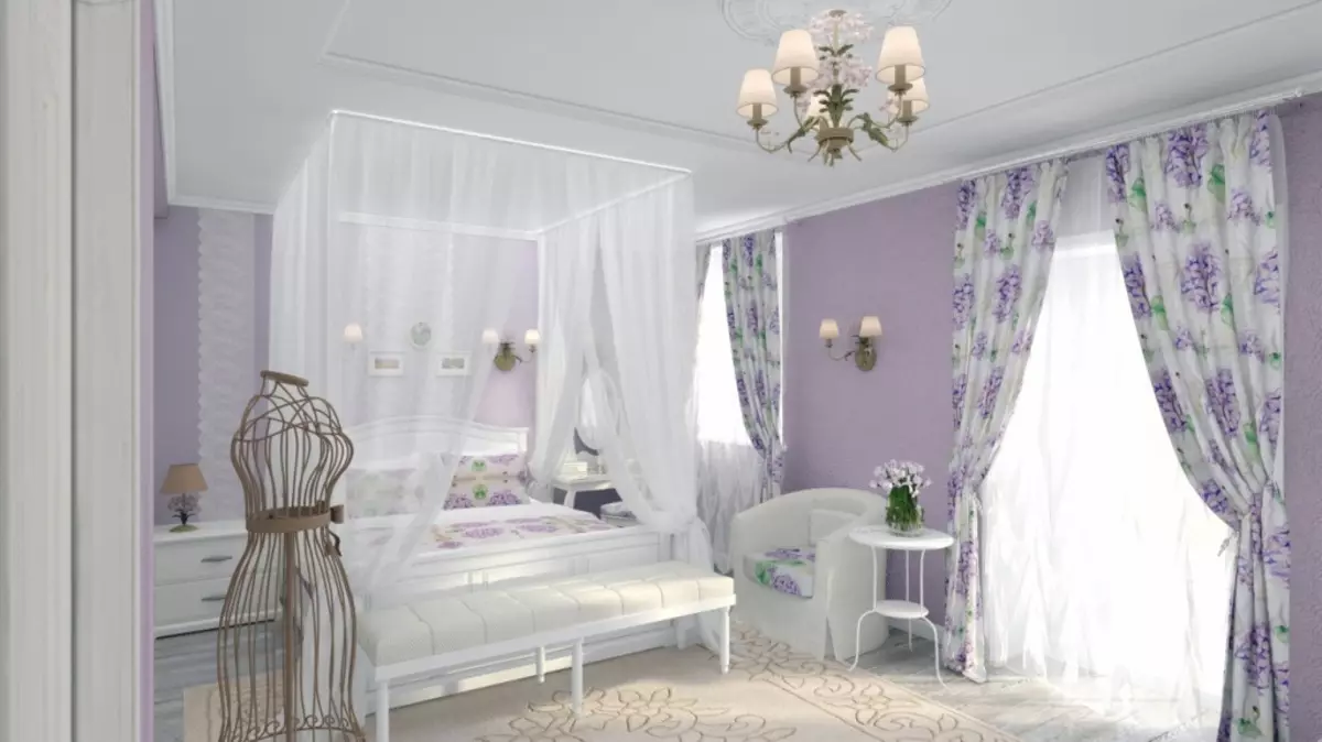 Purpura guļamistaba (93 fotogrāfijas): tapetes interjera dizainā, telpā pelēkā violetā un ceriņu, violeta baltas un tumši violeta toņi. Kādas citas krāsas ir purpura? 9854_34