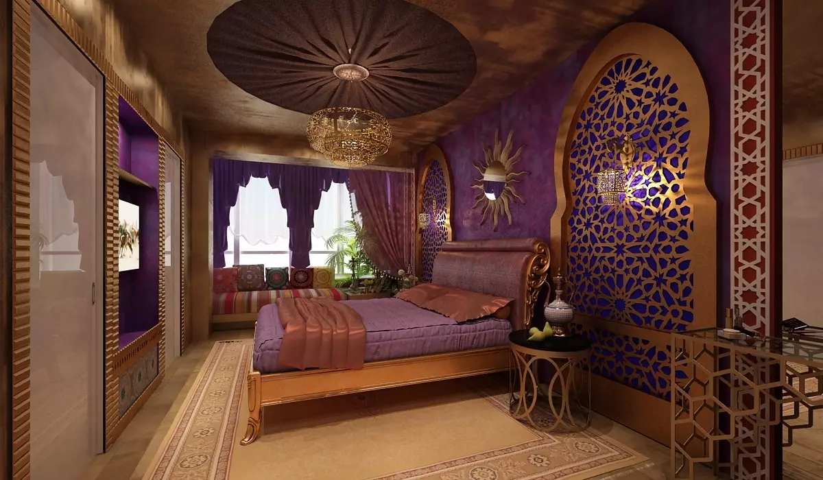 紫色的臥室（93張）：在內飾的設計壁紙，房間裡灰紫色和淡紫色，紫色，白色和暗紫色的色調。還有其他顏色是紫色？ 9854_39