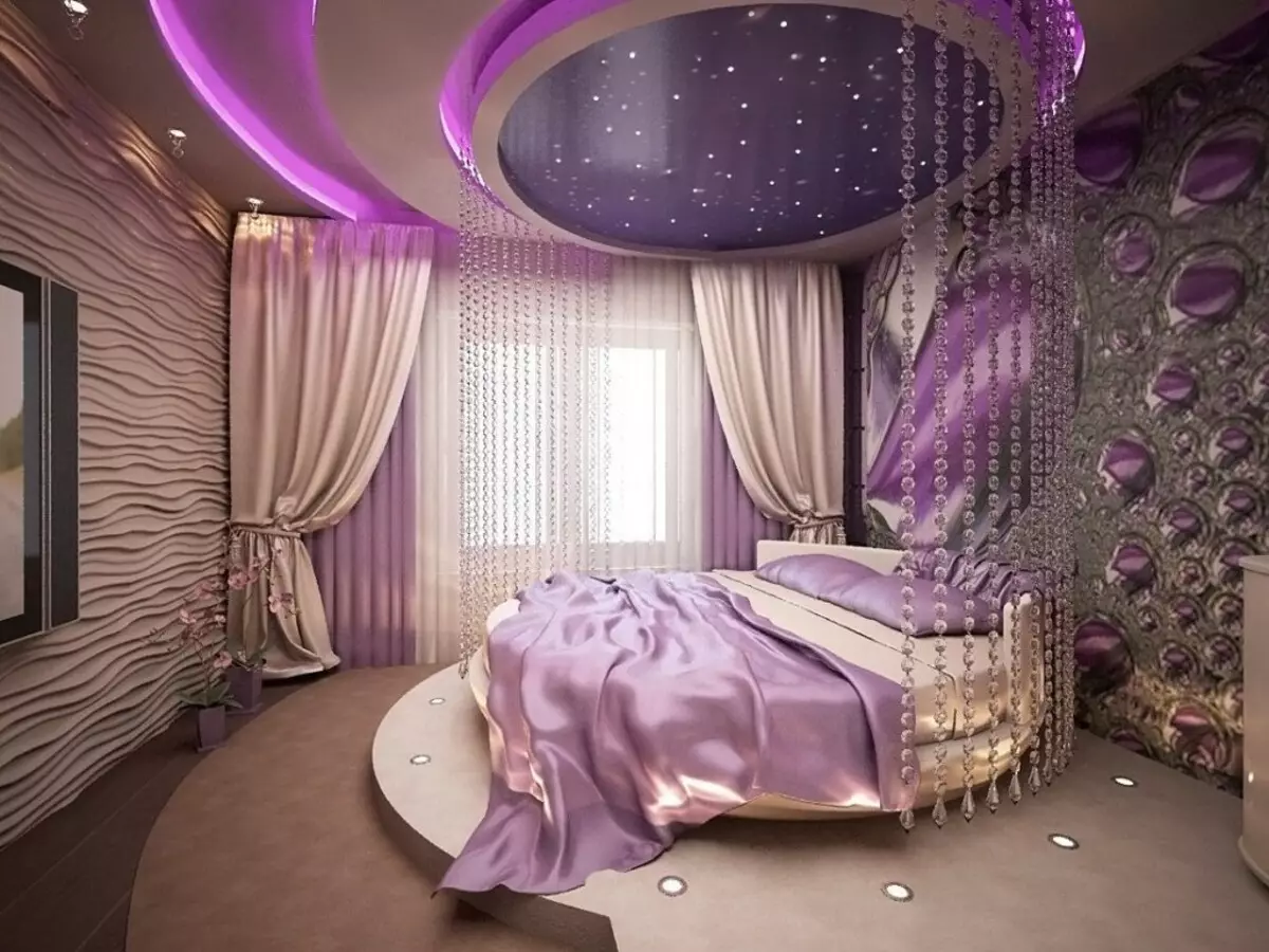 Quarto roxo (93 fotos): Papéis de parede no design de interiores, sala em tons roxos cinza-violeta e lilás, roxo-branco e escuro. Quais outras cores são roxas? 9854_41