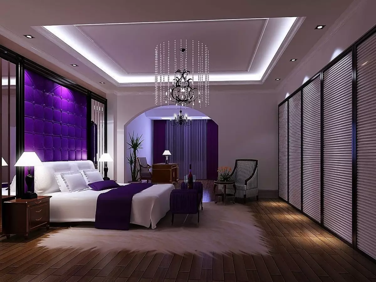 Chambre pourpre (93 photos): Fonds d'écran à l'intérieur Design, Chambre en gris-violet et lilas, Violet-Blanc et des tons pourpres foncés. Quelles autres couleurs sont violettes? 9854_48