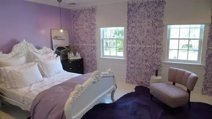 Purple nga kwarto (93 Mga Litrato): Mga wallpaper sa disenyo sa interior, kwarto sa grey-violet ug lilac, purple-puti ug itom nga tono nga purpura. Unsa ang ubang mga kolor nga purpura? 9854_55