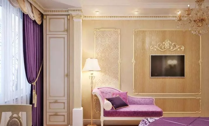 Bedroom Purple (93 Foto): Wallpaper ing desain interior, ruangan ing Grey-Violet lan lilac, nada ungu putih lan peteng. Apa warna liyane ungu? 9854_57