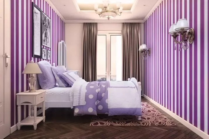 Dormitorio púrpura (93 fotos): Fondos de pantalla en el diseño interior, habitación en tonos de color gris-violeta y lila, púrpura-blanco y púrpura oscuro. ¿Qué otros colores son púrpuras? 9854_58