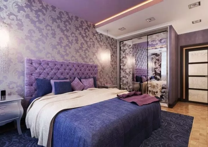 Bedroom Purple (93 Foto): Wallpaper ing desain interior, ruangan ing Grey-Violet lan lilac, nada ungu putih lan peteng. Apa warna liyane ungu? 9854_59